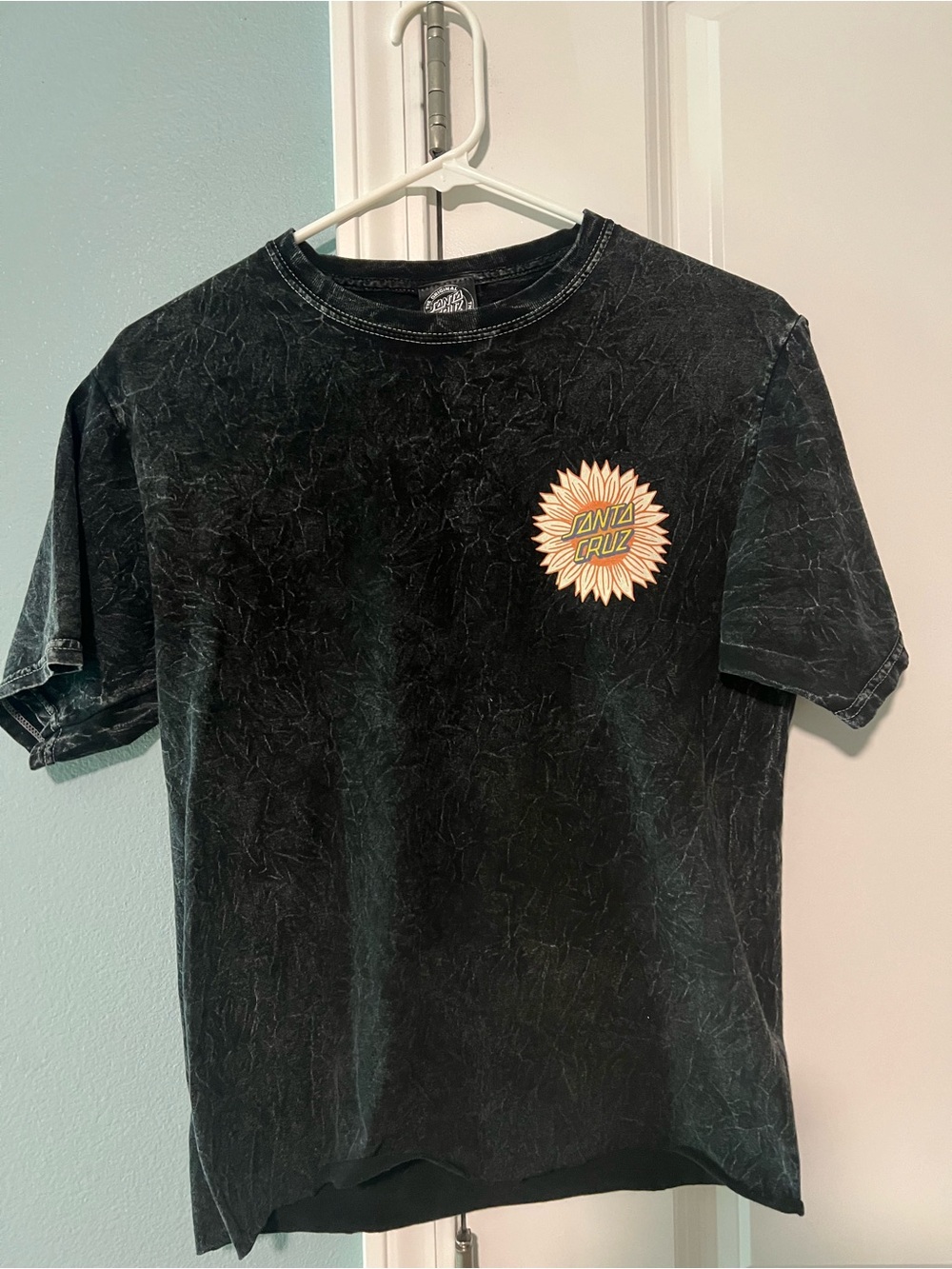 Santa Cruz Skateboards Black Tee with Sunburst Chest Logo